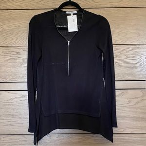 Red Haute Long Sleeve Top with Silk Side Panels. Size S. NWT. Black